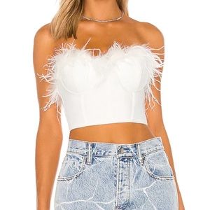 One of a kind feather strapless top M